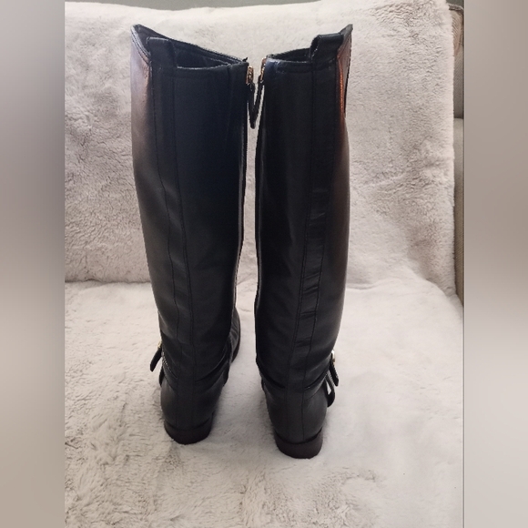 Tory Burch Leather Black Preppy Bristol Equestrian Boot Country Manor Old Money - Picture 7 of 10